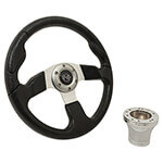 2004-Up Club Car Precedent - GTW Black Rally Steering Wheel with Chrome Adaptor Kit