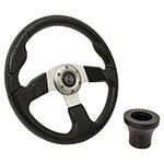 2004-Up Club Car Precedent - GTW Black Rally Steering Wheel with Black Adaptor