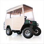 EZGO L4-S4 w/  80” OEM Top - RedDot Beige 3-Sided Track-Style Enclosure