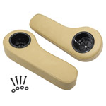 Set of (2) Tan Rear Seat Arm-Rest Cushion with Cup Holder (Universal Fit)