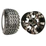 Set Of (4) 10" Vampire Black/ Silver Wheels On A/ T Tires (Lift Required)
