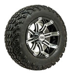 GTW Machined/ Black Tempest 12 in Wheels with 22x11-12 Sahara Classic All-Terrain Tires - Set of 4