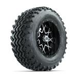 GTW Vortex Machined/ Matte Black 12 in Wheels with 23x10.00-12 Rogue All Terrain Tires – Set of 4