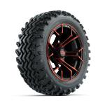 GTW Spyder Red/ Black 14 in Wheels with 23x10.00-14 Rogue All Terrain Tires – Set of 4