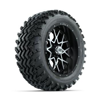BuggiesUnlimited.com; GTW Vortex Machined/ Matte Black 14 in Wheels with 23x10.00-14 Rogue All Terrain Tires – Set of 4