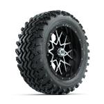 GTW Vortex Machined/ Matte Black 14 in Wheels with 23x10.00-14 Rogue All Terrain Tires – Set of 4