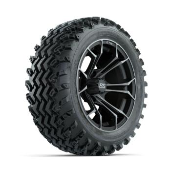 BuggiesUnlimited.com; GTW Spyder Machined/ Grey 14 in Wheels with 23x10.00-14 Rogue All Terrain Tires – Set of 4