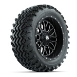 GTW Helix Machined/ Black 14 in Wheels with 23x10.00-14 Rogue All Terrain Tires – Set of 4