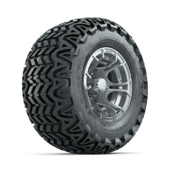 BuggiesUnlimited.com; GTW Spyder Silver Brush 10 in Wheels with 20x10-10 Predator All Terrain Tires – Set of 4