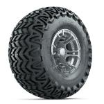 GTW Spyder Silver Brush 10 in Wheels with 22x11-10 Predator All Terrain Tires – Set of 4
