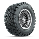 GTW® Boost Chrome 12 in Wheels with 22x10-12 Timberwolf All-Terrain Tires – Set of 4