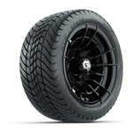 GTW® Boost Gloss Black 12 in Wheels with 215/ 35-12 Mamba Street Tires – Set of 4
