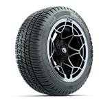 GTW® Nexus Gloss Black 12 in Wheels with 215/ 50-R12 Fusion S/ R Steel Belt Radial Tires – Set of 4