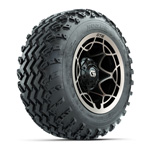 GTW® Nexus Gloss Black/ Satin Bronze 12 in Wheels with 22x11.00-12 Rogue All-Terrain Tires – Set of 4