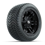 GTW® Shogun Gloss Black 12 in Wheels with 215/ 35-12 Mamba Street Tires – Set of 4