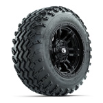 GTW® Shogun Gloss Black 12 in Wheels with 22x11.00-12 Rogue All-Terrain Tires – Set of 4