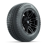 GTW® Stealth Black/ Machined 12 in Wheels with 215/ 50-R12 Fusion S/ R Tires – Set of 4