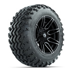GTW® Stealth Black/ Machined 12 in Wheels with 22x11.00-12 Rogue All-Terrain Tires – Set of 4