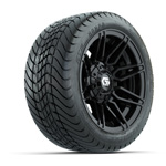 GTW® Stealth Gloss Black 12 in Wheels with 215/ 35-12 Mamba Street Tires – Set of 4