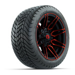 GTW® Stealth Black/ Red 12 in Wheels with 215/ 35-12 Mamba Street Tires – Set of 4