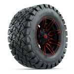GTW® Stealth Black/ Red 12 in Wheels with 22x10-12 Timberwolf All-Terrain Tires – Set of 4