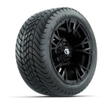 GTW® Vandal Matte Black/ Machined 12 in Wheels with 215/ 35-12 Mamba Street Tires – Set of 4