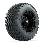 GTW® Vandal Matte Black/ Machined 12 in Wheels with 22x11.00-12 Rogue All-Terrain Tires – Set of 4