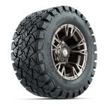 GTW® Vandal Satin Bronze/ Machined 12 in Wheels with 22x10-12 Timberwolf All-Terrain Tires – Set of 4