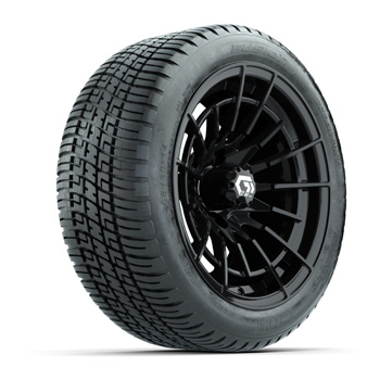 BuggiesUnlimited.com; GTW® Boost Gloss Black 14 in Wheels with 205/ 30-14 Fusion Street Tires – Set of 4