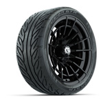 GTW® Boost Gloss Black 14 in Wheels with 205/ 40-R14 Fusion GTR Steel Belted Street Tires – Set of 4