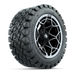 GTW® Nexus Gloss Black/ Silver 14 in Wheels with 22x10-14 Timberwolf All-Terrain Tires – Set of 4