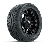 GTW® Shogun Gloss Black 14 in Wheels with 205/ 40-R14 Fusion GTR Steel Belted Street Tires – Set of 4