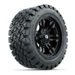 GTW® Shogun Gloss Black 14 in Wheels with 22x10-14 Timberwolf All-Terrain Tires – Set of 4