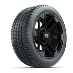GTW® Graffiti Gloss Black 14 in Wheels with 205/ 30-14 Fusion Street Tires – Set of 4