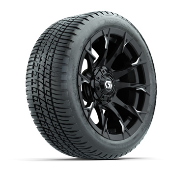 BuggiesUnlimited.com; GTW® Diablo Gloss Black/ Machined 14 in Wheels with 205/ 30-14 Fusion Street Tires – Set of 4