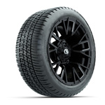 GTW® Vandal Matte Black/ Machined 14 in Wheels with 205/ 30-14 Fusion Street Tires – Set of 4
