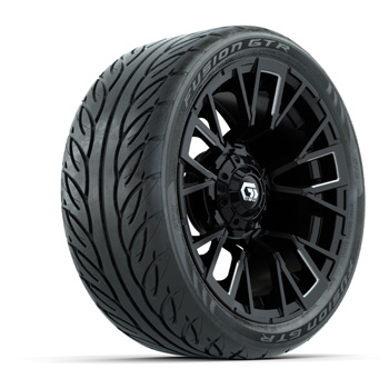 BuggiesUnlimited.com; GTW® Vandal Matte Black/ Machined 14 in Wheels with 205/ 40-R14 Fusion GTR Street Tires – Set of 4
