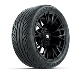 GTW® Vandal Matte Black/ Machined 14 in Wheels with 205/ 40-R14 Fusion GTR Street Tires – Set of 4
