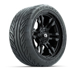 GTW® Shogun Gloss Black 15 in Wheels with 215/ 40-R15 Fusion GTR Steel Belted Street Tires – Set of 4