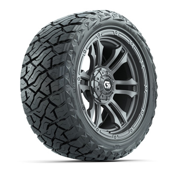 BuggiesUnlimited.com; GTW Shogun Gloss Gunmetal 15 in Wheels with 23x10.00-R15 Maverick All-Terrain Tires – Set of 4