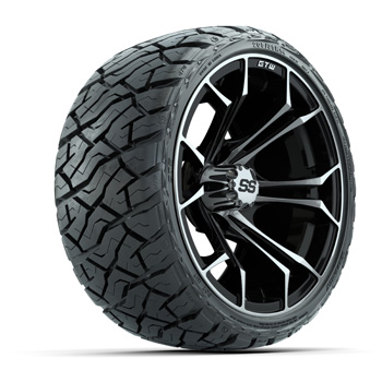 BuggiesUnlimited.com; GTW Spyder Black/ Machined 14 in Wheels with 205/ 35-R14 Maverick Low-Profile A/ T Tires – Set of 4