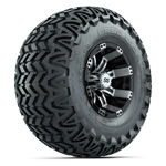 GTW&reg; Tempest Black/ Machined 10 in Wheels with 22x11-10 Predator All-Terrain Tires - Set of 4