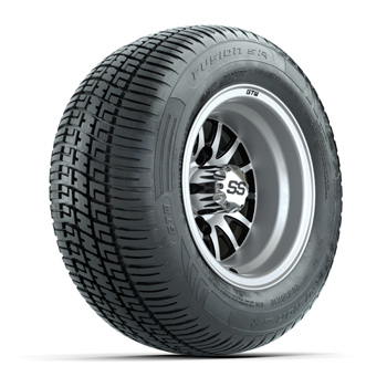 BuggiesUnlimited.com; GTW Medusa Black/ Machined 10 in Wheels with 205/ 50-R10 Fusion S/ R Steel Belt Street Tires - Set of 4