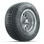 GTW&reg; Medusa Silver/ Machined 10 in Wheels with 205/ 50-10 Kenda Pro Tour Street Tires - Set of 4