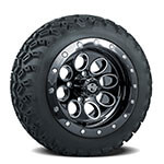 Set of (4) 12 inch Rally Beadlock Black Wheels on A/ T Tires
