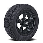 Set of (4) 12 inch Black Godfather Wheels on Lo-Profile Tires