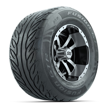 GTW® Storm Trooper Black/Machined 12 in Wheels with 255/55-R12 Fusion GTR Street Tires - 4 Set