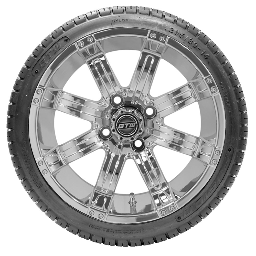 GTW Chrome Tempest 14 in Wheels with 205/3014 Fusion Street Tires