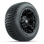 GTW&reg; Stellar Black 12 in Wheels with 215/ 40-12 Excel Classic Street Tires - Set of 4