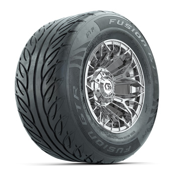 BuggiesUnlimited.com; GTW® Stellar Chrome 12 in Wheels with 255/ 55-R12 Fusion GTR Steel Belted Street Tires - Set of 4